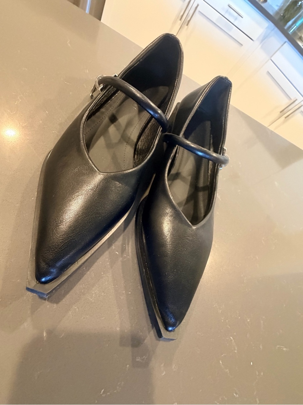 Classic Black Pointed Mary Jane Flats
